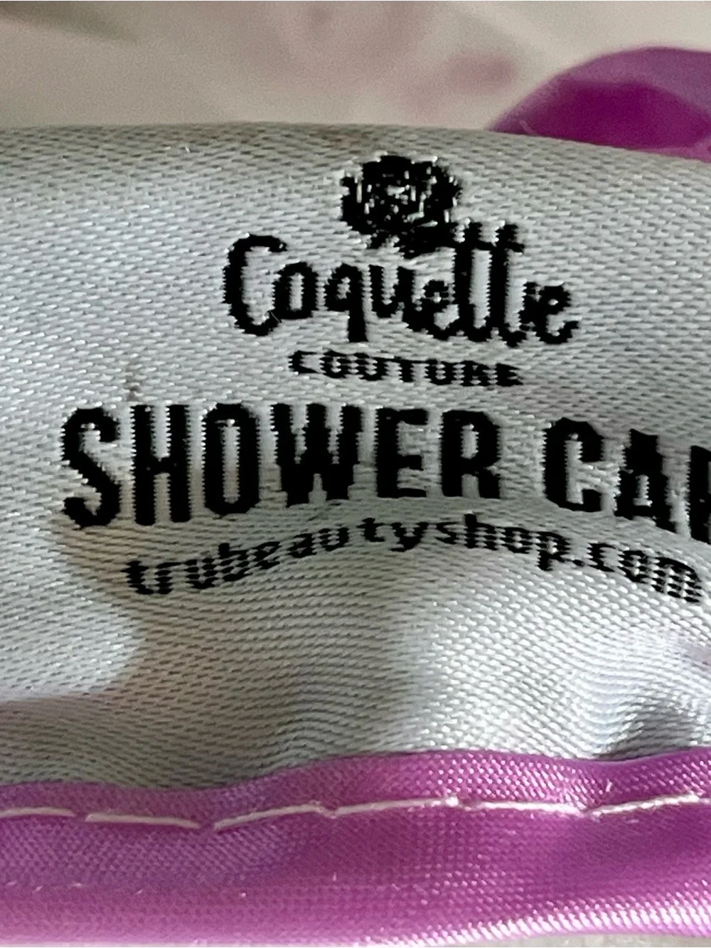 Coquette Couture Lavender Embroidered Shower Cap – White/Purple – NWT